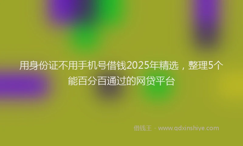 用身份证不用手机号借钱2025年精选，整理5个能百分百通过的网贷平台