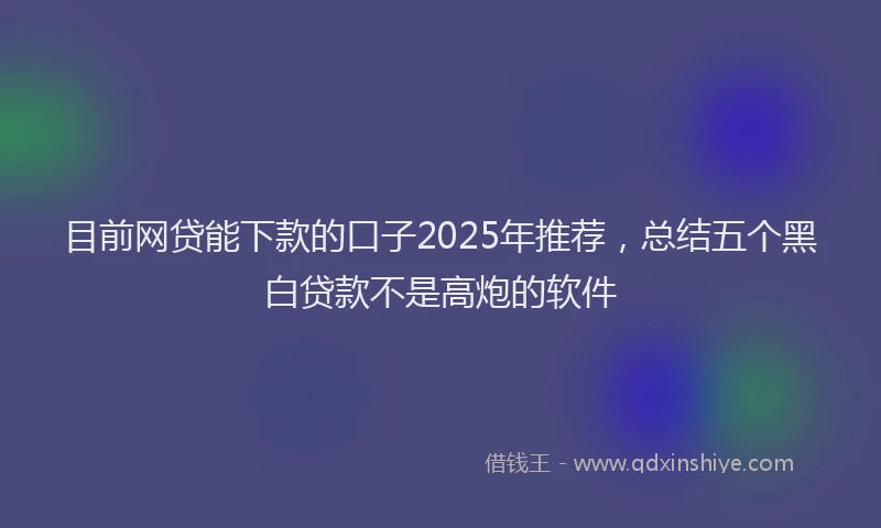 目前网贷能下款的口子2025年推荐，总结五个黑白贷款不是高炮的软件