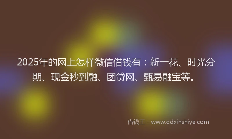 2025年的网上怎样微信借钱有：新一花、时光分期、现金秒到融、团贷网、甄易融宝等。