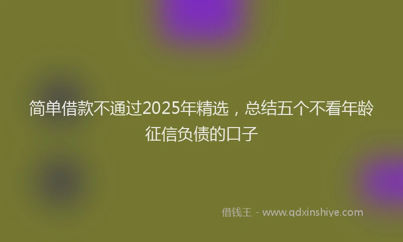 简单借款不通过2025年精选，总结五个不看年龄征信负债的口子