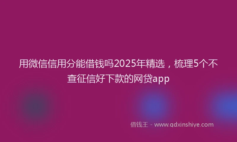 用微信信用分能借钱吗2025年精选，梳理5个不查征信好下款的网贷app