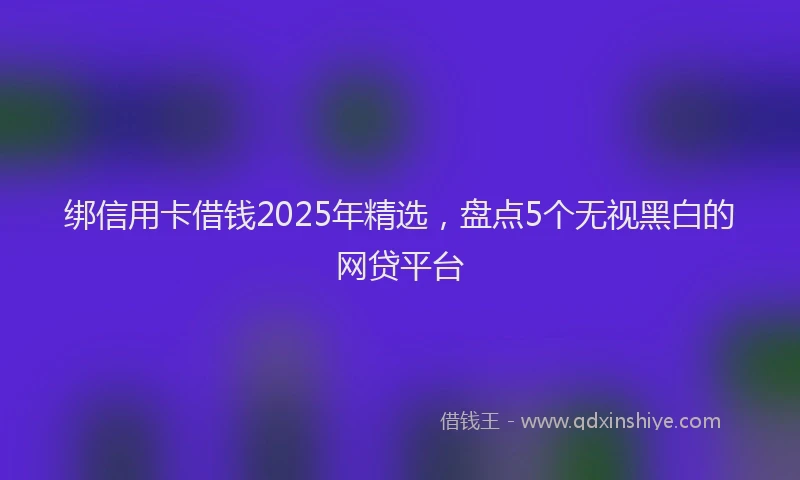 绑信用卡借钱2025年精选，盘点5个无视黑白的网贷平台