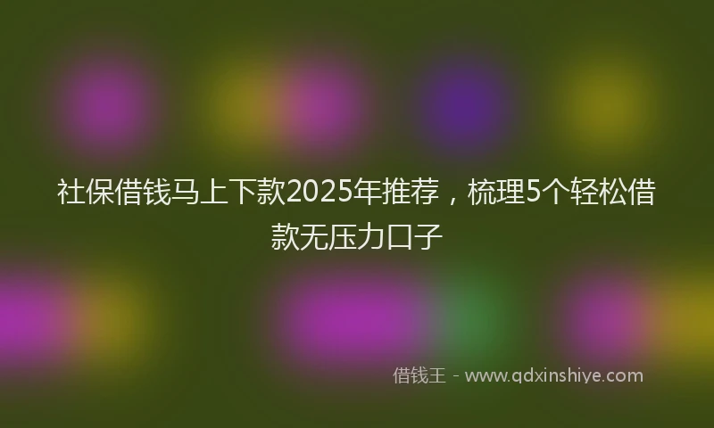 社保借钱马上下款2025年推荐，梳理5个轻松借款无压力口子