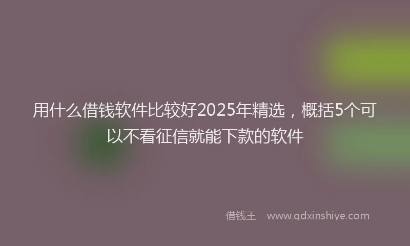 用什么借钱软件比较好2025年精选，概括5个可以不看征信就能下款的软件