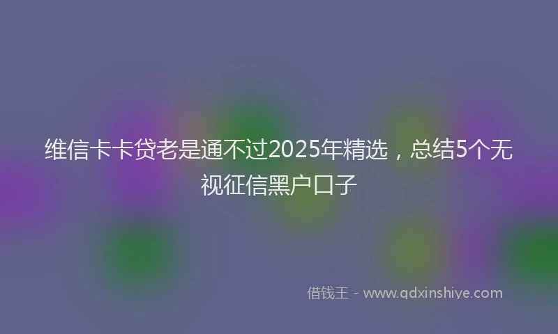 维信卡卡贷老是通不过2025年精选，总结5个无视征信黑户口子