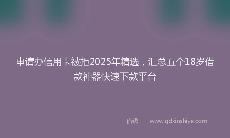 申请办信用卡被拒2025年精选，汇总五个18岁借款神器快速下款平台