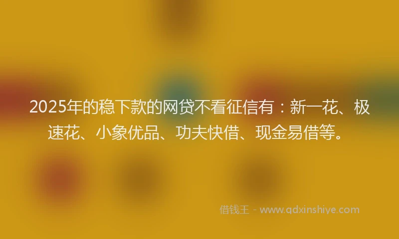 2025年的稳下款的网贷不看征信有：新一花、极速花、小象优品、功夫快借、现金易借等。