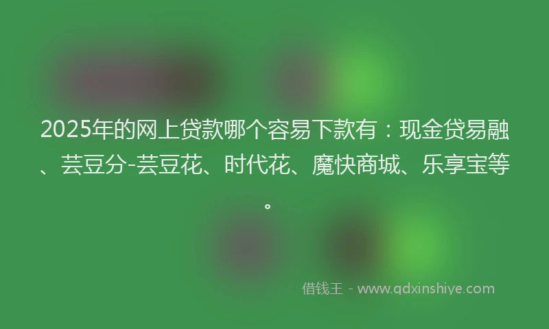 2025年的网上贷款哪个容易下款有：现金贷易融、芸豆分-芸豆花、时代花、魔快商城、乐享宝等。