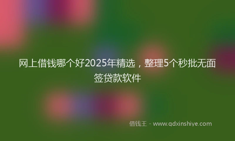 网上借钱哪个好2025年精选，整理5个秒批无面签贷款软件