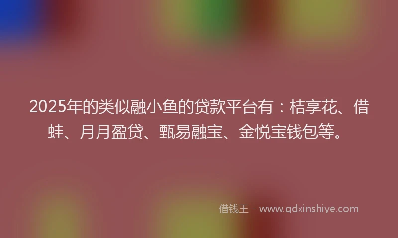 2025年的类似融小鱼的贷款平台有：桔享花、借蛙、月月盈贷、甄易融宝、金悦宝钱包等。