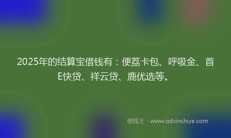 2025年的结算宝借钱有：便荔卡包、呼吸金、首E快贷、祥云贷、鹿优选等。
