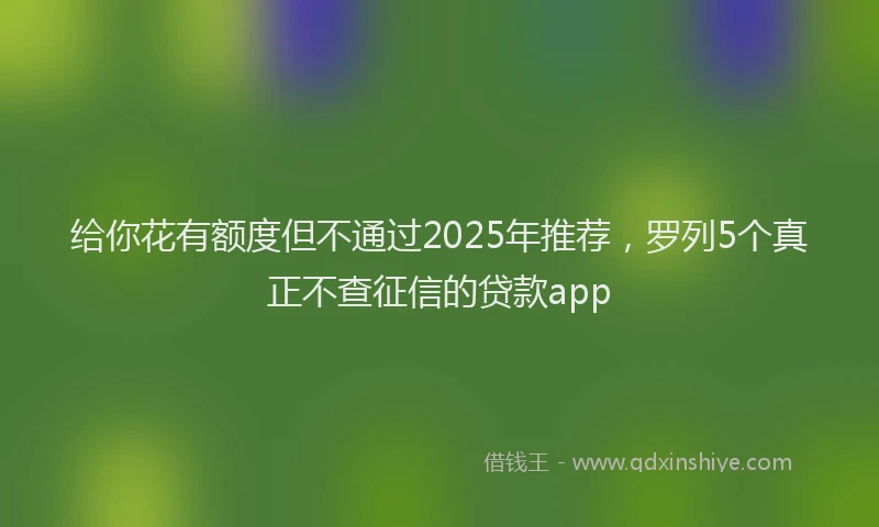 给你花有额度但不通过2025年推荐，罗列5个真正不查征信的贷款app