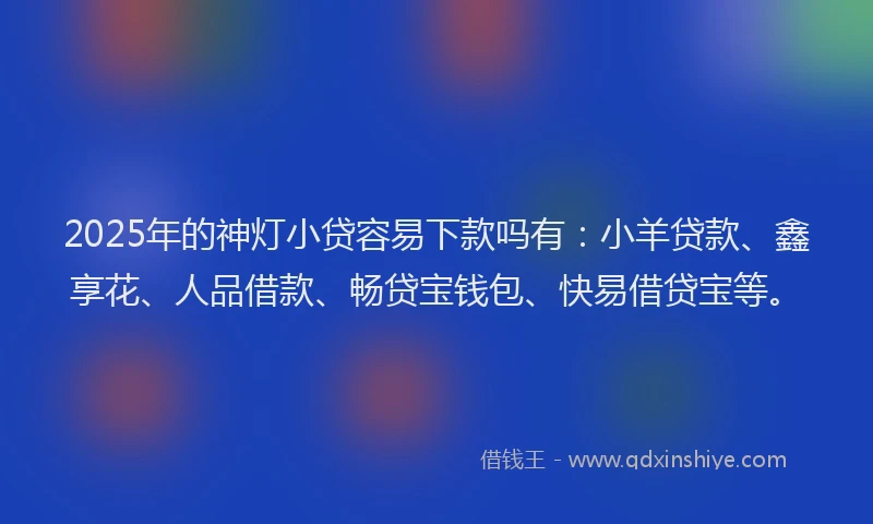 2025年的神灯小贷容易下款吗有：小羊贷款、鑫享花、人品借款、畅贷宝钱包、快易借贷宝等。
