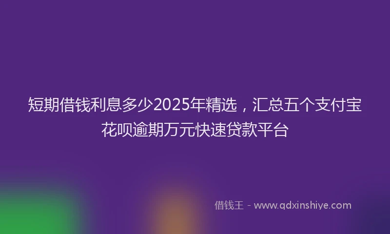 短期借钱利息多少2025年精选，汇总五个支付宝花呗逾期万元快速贷款平台