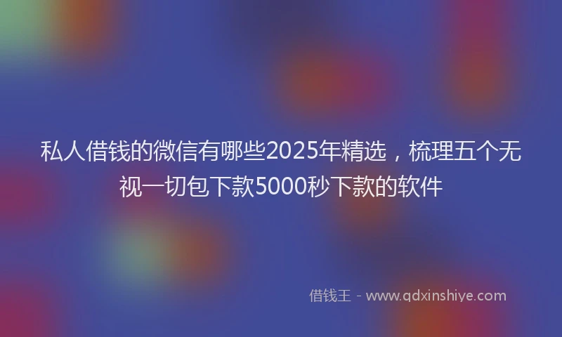 私人借钱的微信有哪些2025年精选，梳理五个无视一切包下款5000秒下款的软件