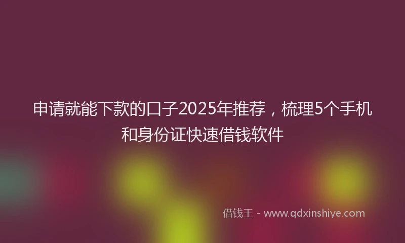 申请就能下款的口子2025年推荐，梳理5个手机和身份证快速借钱软件