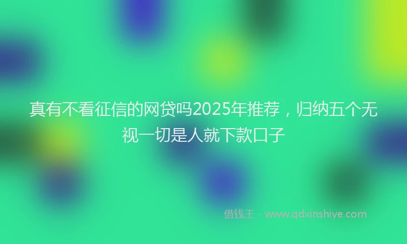 真有不看征信的网贷吗2025年推荐，归纳五个无视一切是人就下款口子