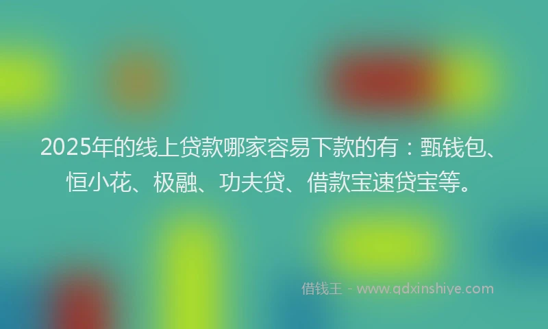 2025年的线上贷款哪家容易下款的有：甄钱包、恒小花、极融、功夫贷、借款宝速贷宝等。