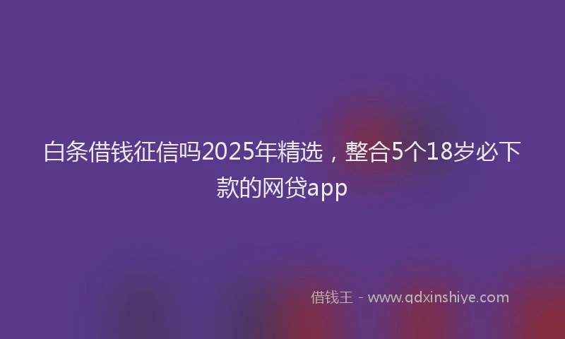 白条借钱征信吗2025年精选，整合5个18岁必下款的网贷app