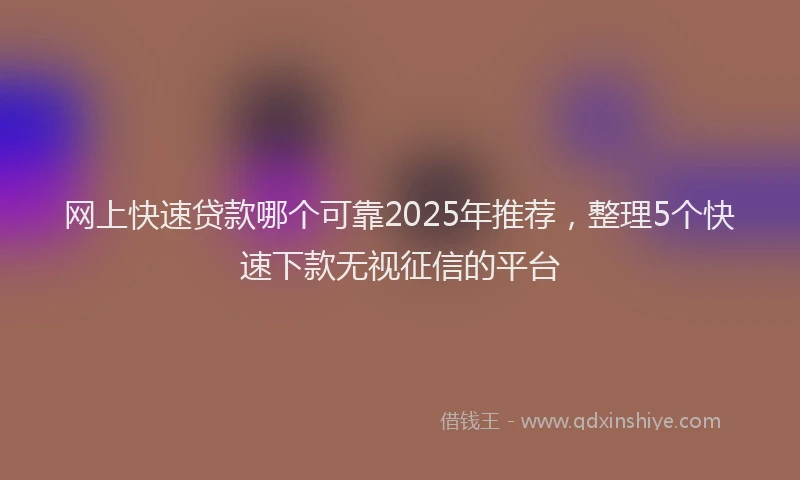网上快速贷款哪个可靠2025年推荐，整理5个快速下款无视征信的平台