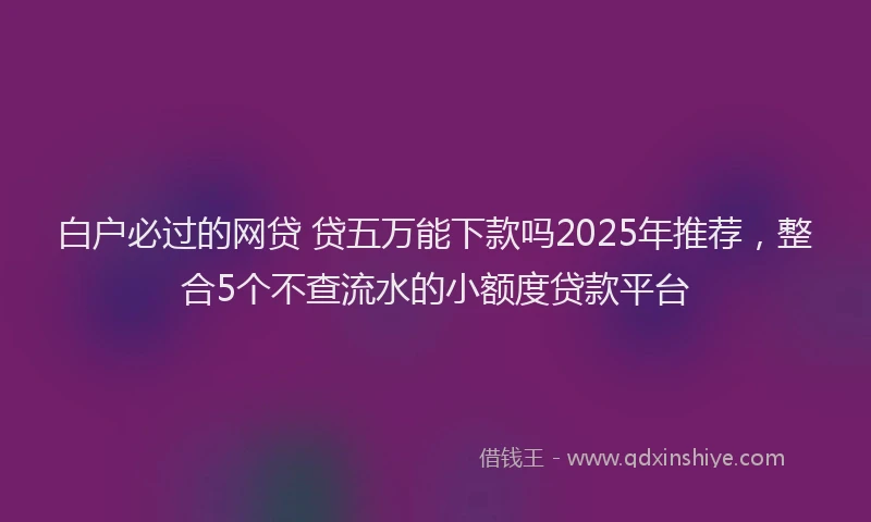 白户必过的网贷 贷五万能下款吗2025年推荐，整合5个不查流水的小额度贷款平台