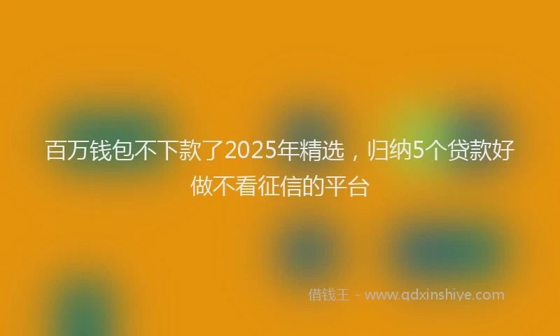 百万钱包不下款了2025年精选，归纳5个贷款好做不看征信的平台