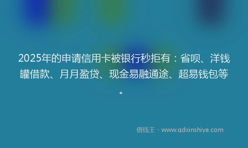 2025年的申请信用卡被银行秒拒有：省呗、洋钱罐借款、月月盈贷、现金易融通途、超易钱包等。