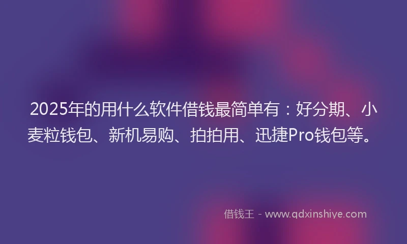 2025年的用什么软件借钱最简单有：好分期、小麦粒钱包、新机易购、拍拍用、迅捷Pro钱包等。