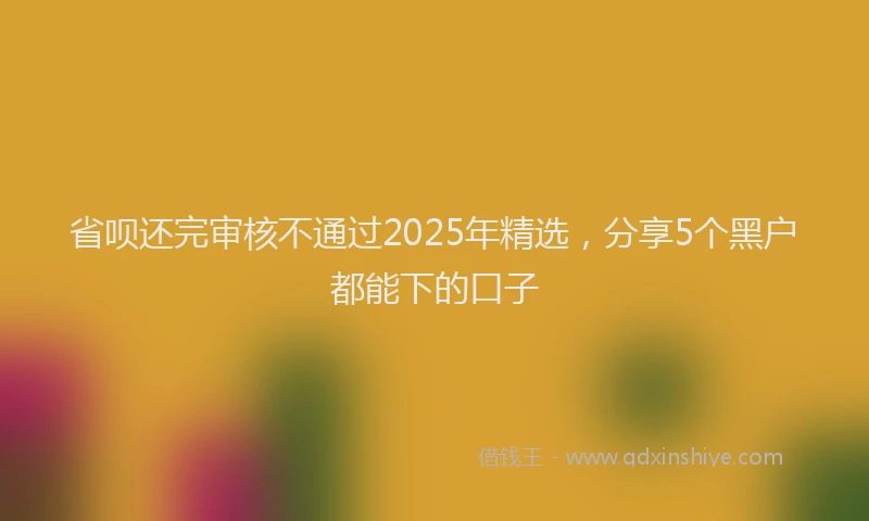 省呗还完审核不通过2025年精选，分享5个黑户都能下的口子