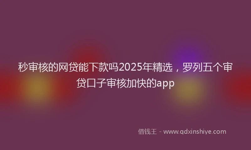 秒审核的网贷能下款吗2025年精选，罗列五个审贷口子审核加快的app