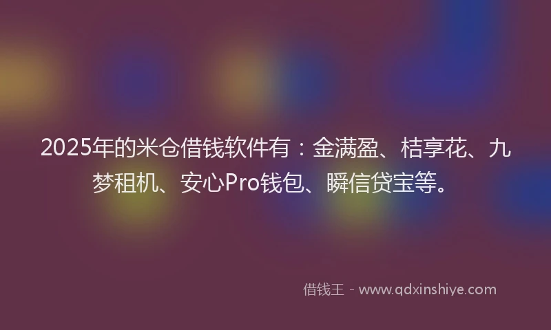 2025年的米仓借钱软件有：金满盈、桔享花、九梦租机、安心Pro钱包、瞬信贷宝等。