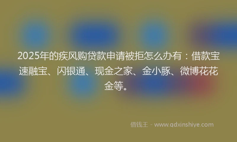 2025年的疾风购贷款申请被拒怎么办有：借款宝速融宝、闪银通、现金之家、金小豚、微博花花金等。