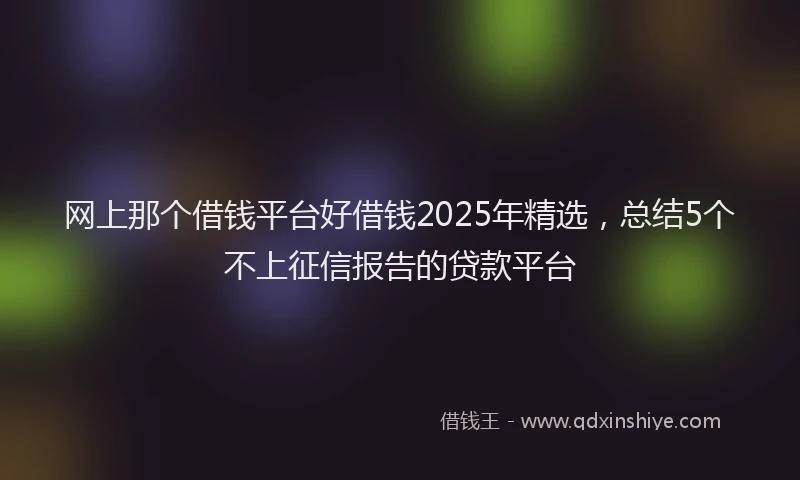 网上那个借钱平台好借钱2025年精选，总结5个不上征信报告的贷款平台