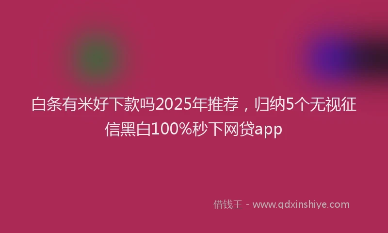 白条有米好下款吗2025年推荐，归纳5个无视征信黑白100%秒下网贷app