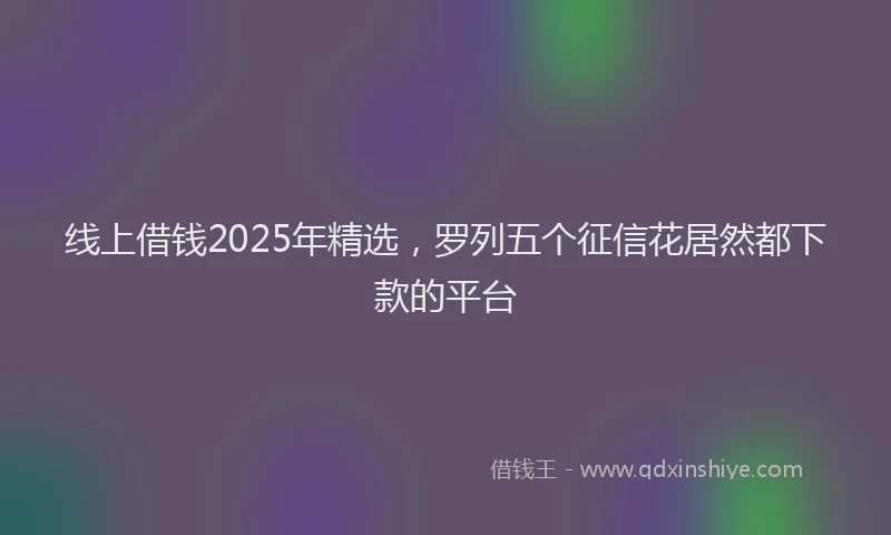 线上借钱2025年精选，罗列五个征信花居然都下款的平台