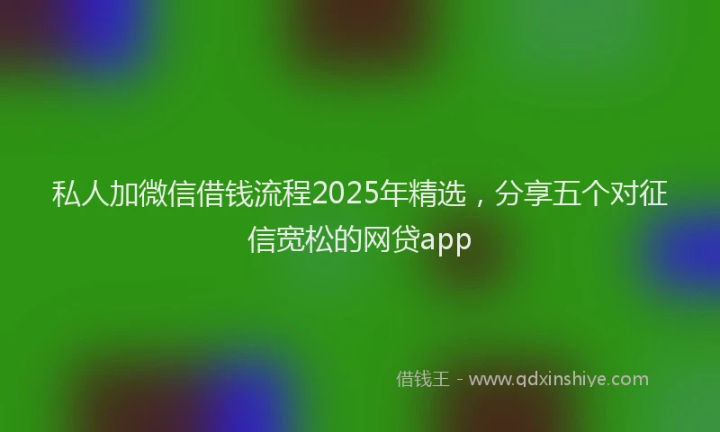 私人加微信借钱流程2025年精选，分享五个对征信宽松的网贷app
