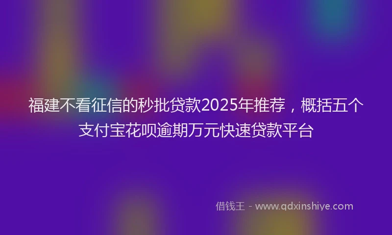 福建不看征信的秒批贷款2025年推荐，概括五个支付宝花呗逾期万元快速贷款平台