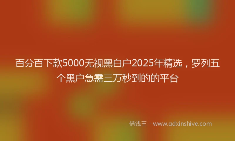 百分百下款5000无视黑白户2025年精选，罗列五个黑户急需三万秒到的的平台