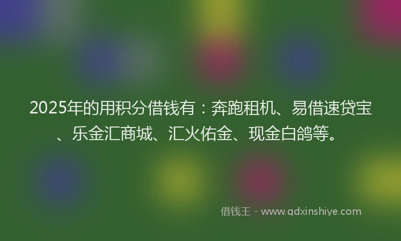 2025年的用积分借钱有：奔跑租机、易借速贷宝、乐金汇商城、汇火佑金、现金白鸽等。