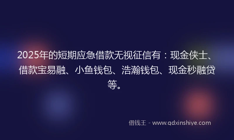 2025年的短期应急借款无视征信有：现金侠士、借款宝易融、小鱼钱包、浩瀚钱包、现金秒融贷等。
