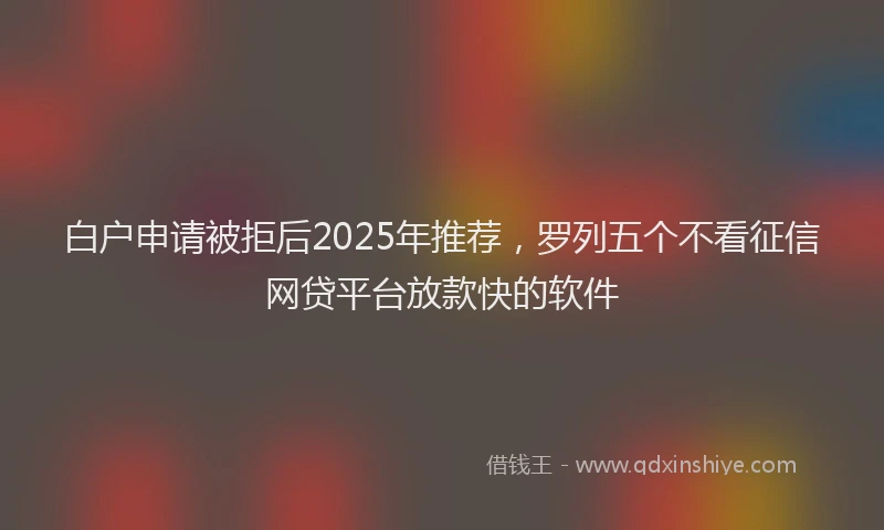 白户申请被拒后2025年推荐，罗列五个不看征信网贷平台放款快的软件