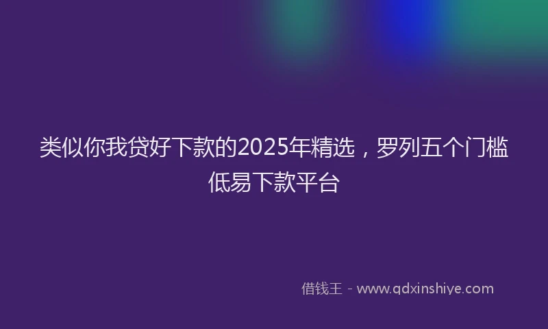 类似你我贷好下款的2025年精选，罗列五个门槛低易下款平台