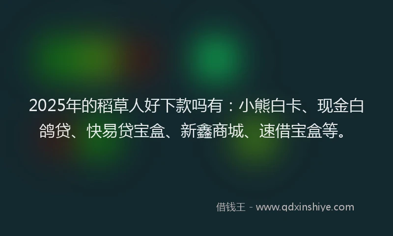 2025年的稻草人好下款吗有：小熊白卡、现金白鸽贷、快易贷宝盒、新鑫商城、速借宝盒等。