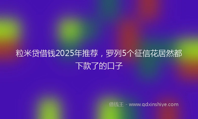 粒米贷借钱2025年推荐，罗列5个征信花居然都下款了的口子