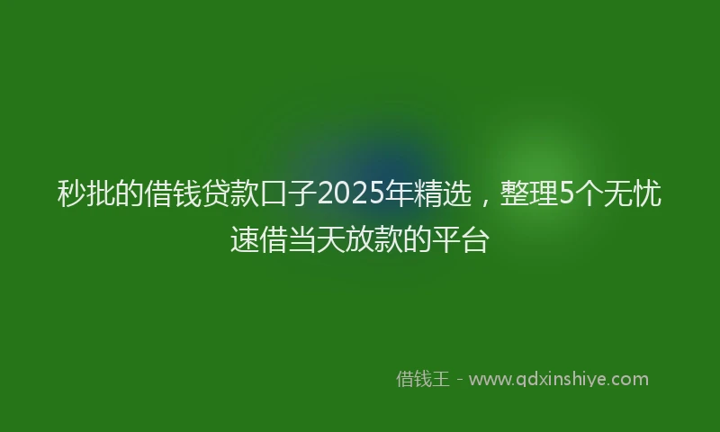 秒批的借钱贷款口子2025年精选，整理5个无忧速借当天放款的平台