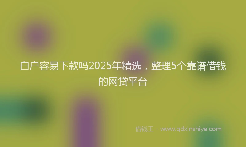 白户容易下款吗2025年精选，整理5个靠谱借钱的网贷平台