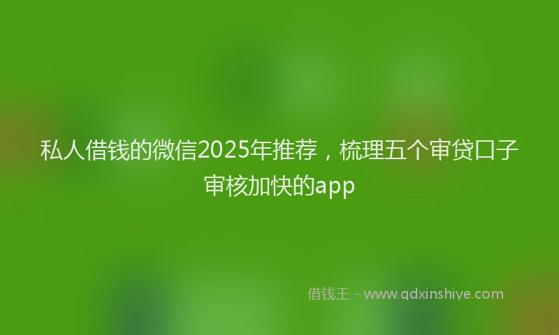 私人借钱的微信2025年推荐，梳理五个审贷口子审核加快的app