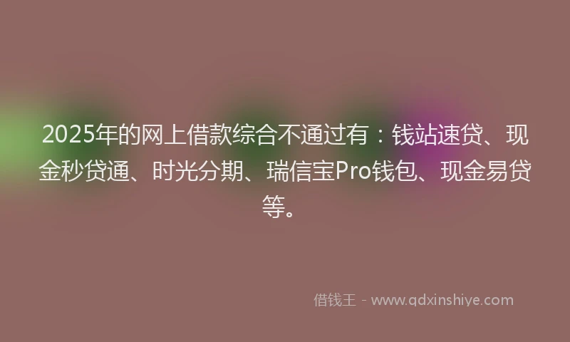 2025年的网上借款综合不通过有：钱站速贷、现金秒贷通、时光分期、瑞信宝Pro钱包、现金易贷等。