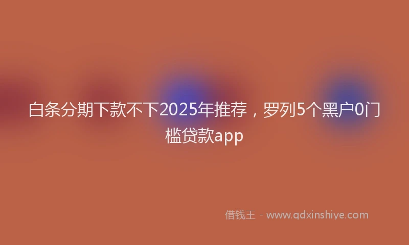 白条分期下款不下2025年推荐，罗列5个黑户0门槛贷款app