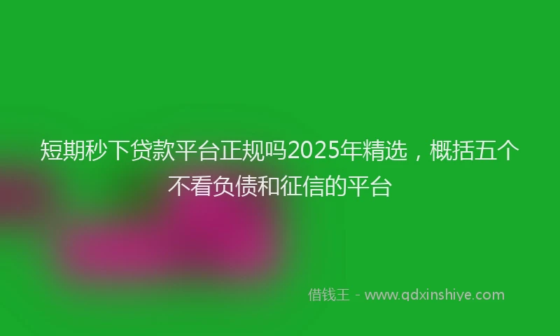 短期秒下贷款平台正规吗2025年精选，概括五个不看负债和征信的平台
